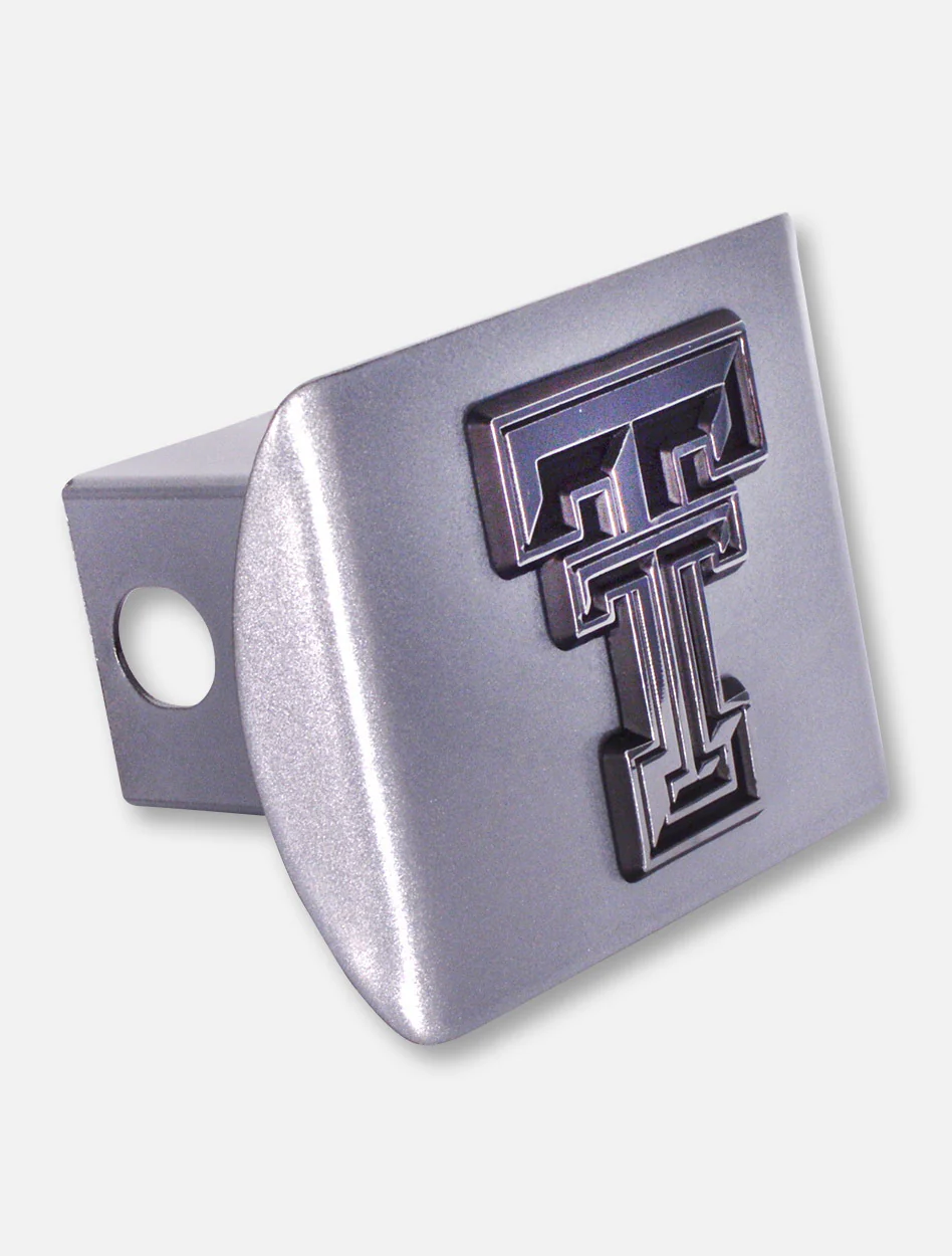 AMG Texas Tech  Red Raiders Metallic Silver with Chrome  Double T Hitch Cover - Image 3
