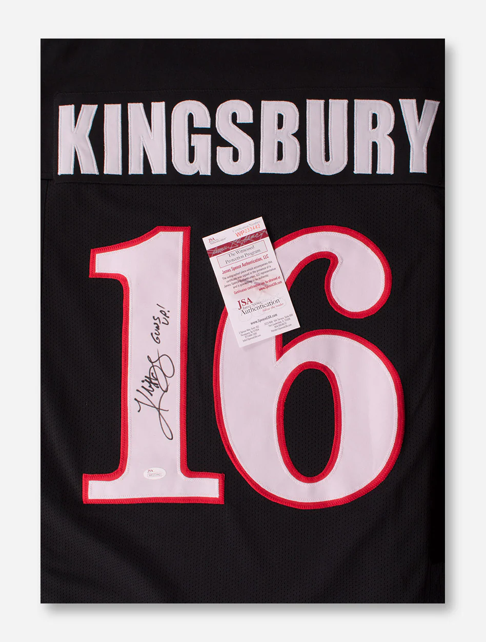 Kliff Kingsbury Signed #16 Black College Style Jersey with Guns Up - Image 3