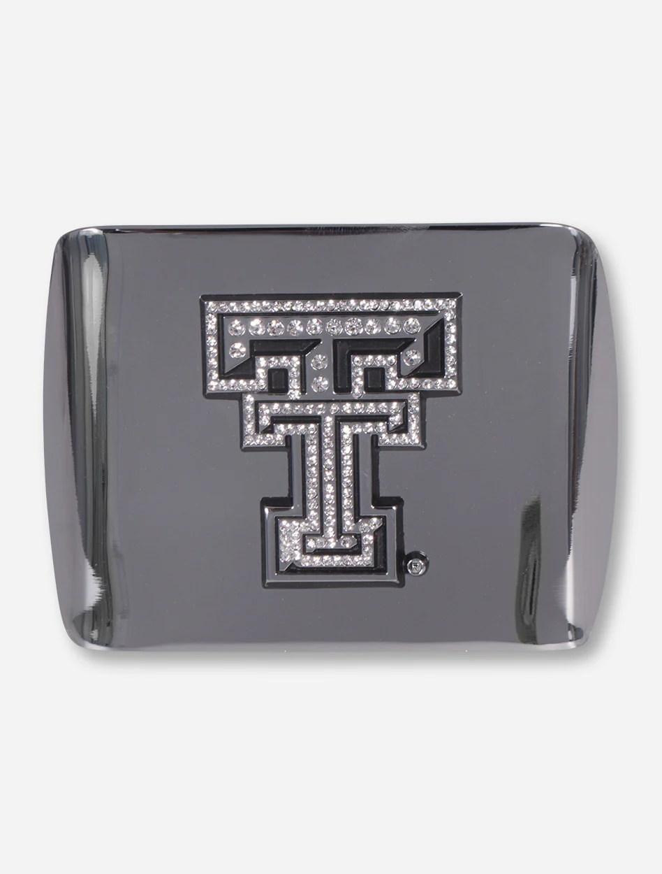 Texas Tech Chrome and Rhinestone Double T on Chrome Hitch Cover - Image 3