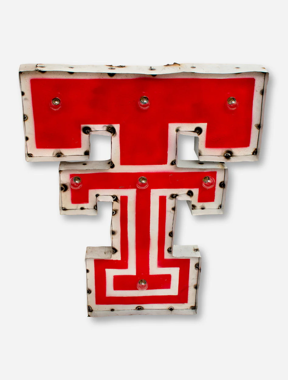 Texas Tech Double T Lighted Rustic Metal Sign - Image 3